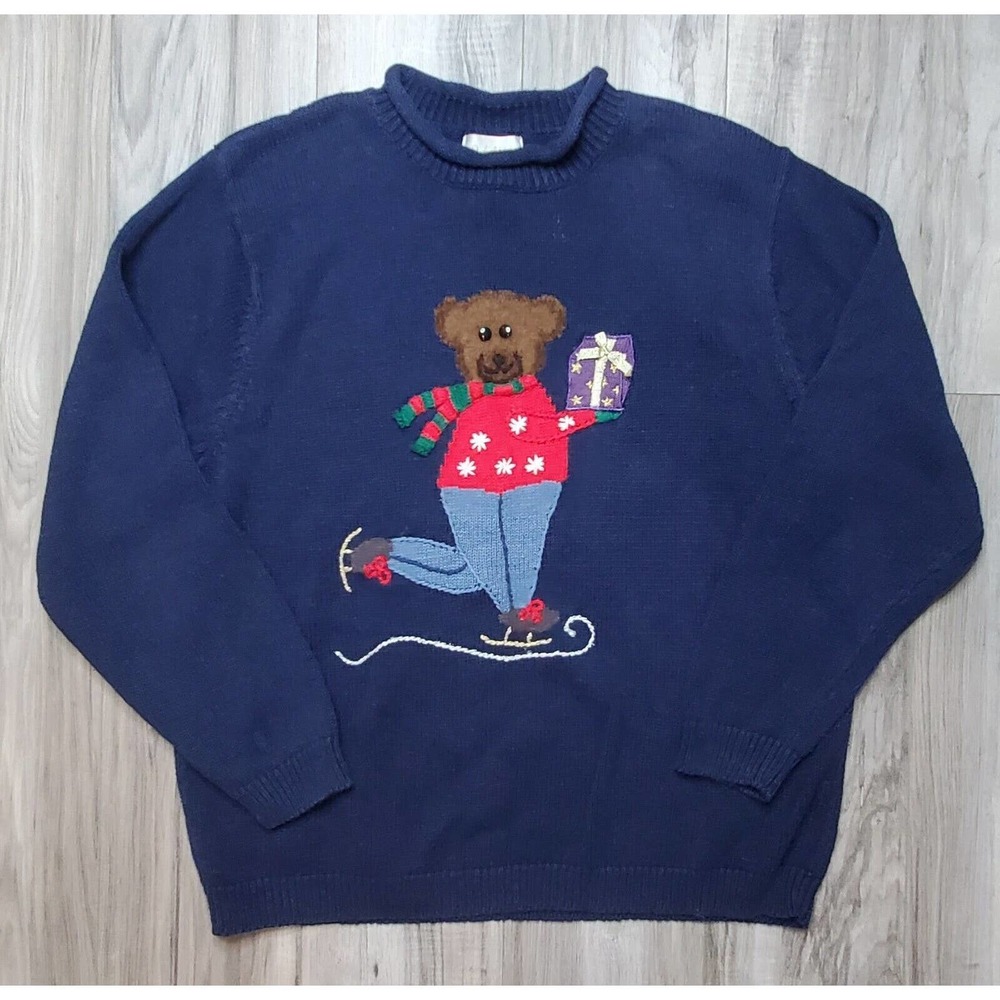Studio Works Bear Christmas Sweater Size Large